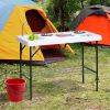 Outsunny Folding Fish Cleaning Table with Sink, Portable Camping Table with Faucet Drainage Hose, Grid Rack and Fish Cleaning Kit for Picnic, Fishing,