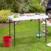Outsunny Folding Fish Cleaning Table with Sink, Portable Camping Table with Faucet Drainage Hose, Grid Rack and Fish Cleaning Kit for Picnic, Fishing,