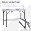 Outsunny Folding Fish Cleaning Table with Sink, Portable Camping Table with Faucet Drainage Hose, Grid Rack and Fish Cleaning Kit for Picnic, Fishing,